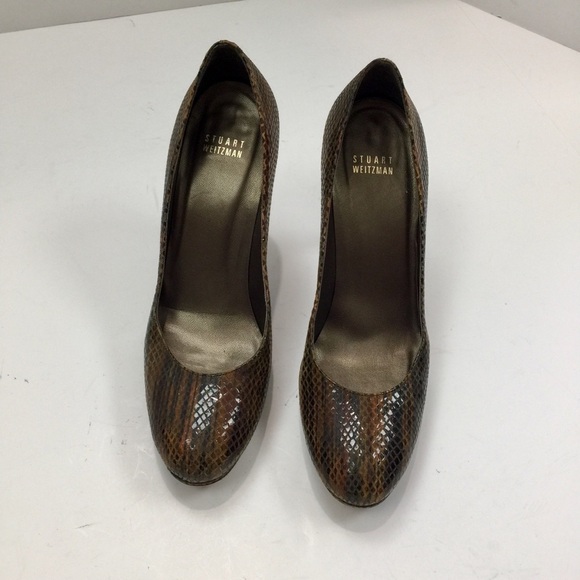 Stuart Weitzman Diamond Embossed Multicolor Platform Pump Heels Size 8 1/2 - Picture 3 of 13